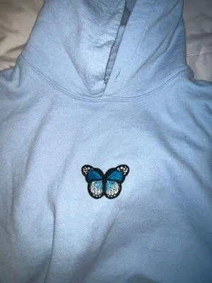 Blue Butterfly Hoodie Size M thumbnail 2