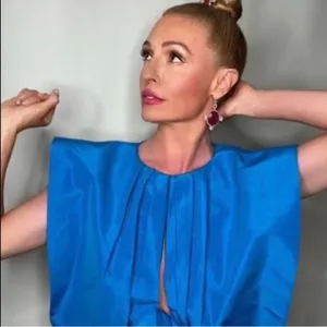 Zara Electric Blue Pleated Cape Tie-Front Mini Dress thumbnail 8