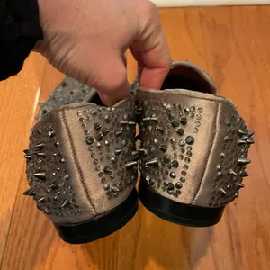 Sam Edelman Adena Spiked Rhinestone Loafers – Gunmetal Taupe – Size 8 thumbnail 4