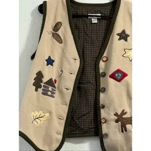 Christopher & Banks Multicolor Embroidered Vest Womens Size L Forest Woods Cabin thumbnail 3