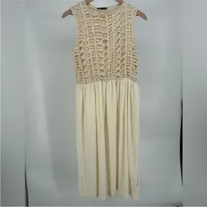 Zara cream ivory off white crochet midi dress thumbnail 4