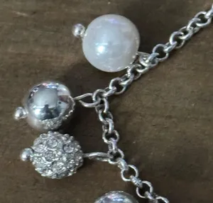Silver tone bead charm bracelet thumbnail 4