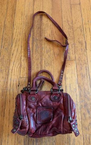 Frye Satchel Bag Womens Mini Red Leather Studded Crossbody thumbnail 1