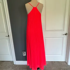 Victoria's Secret knife-pleat Maxi Dress, Neon Pink/Coral, Women's Size Medium thumbnail 3
