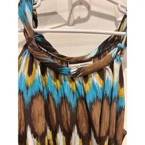 Banana Republic Womens Large 100% Silk Ikat Print Sleeveless Belted Dress Brown thumbnail 3