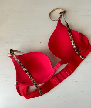 Y2k Victoria’s secret very sexy red push up bra with cheetah print details 32A thumbnail 4