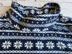 Lands' End Pullover Womens Fleece Mock Neck Large Faire Isle Snowflake Print EUC thumbnail 6