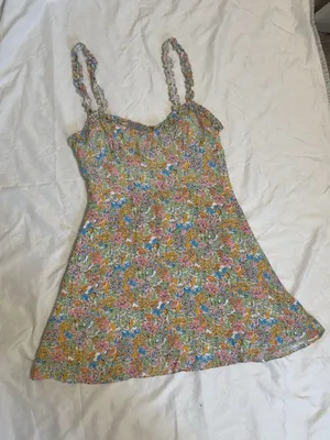 Zara Floral Ruffle Strap Dress - Pink, Blue, Green, Yellow thumbnail 1