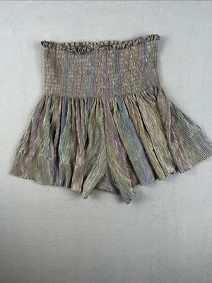 Queen of Sparkles Iridescent Pleated Swing Shorts Size: Medium thumbnail 3