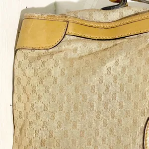 Gucci‎ Vintage GG Fabric Leather Trim Gold Hardware Shoulder Bag Pocketbook thumbnail 5