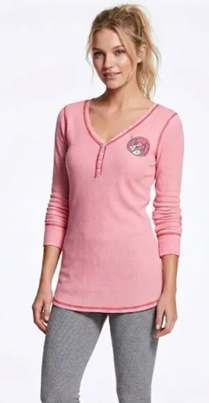 PINK VICTORIAS SECRET Long Sleeve sleep shirt size medium Y2K Bella Swan thumbnail 1