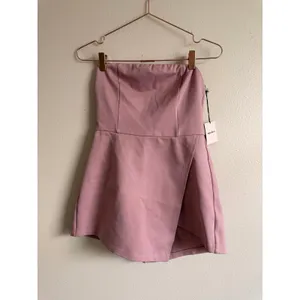 Super Down Romper Women Medium Pink Strapless Skort Wrap Front Mini Dress Style‎ thumbnail 3