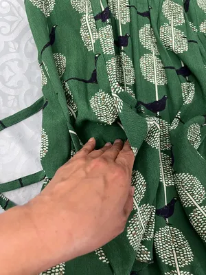 Maeve Green Printed Mini Swing Dress packets and laces at the back adjustment S thumbnail 10