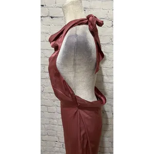 Cider Mauve Satin Elegant Halter Low back Formal Party Gown Dress Size Large thumbnail 4