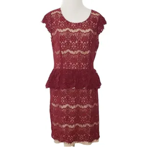 Maeve Anthropologie Dress Size Extra‎ Small Elsa Peplum Eyelash Wine Sleeveless thumbnail 3
