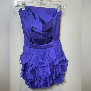 Jessica McClintock Vintage Women's Violet Ruffled Strapless‎ Mini Dress Size 2 thumbnail 6