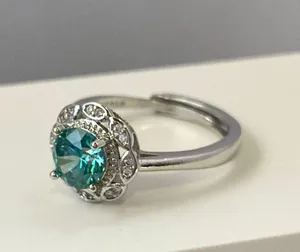 925 Silver Plated Adjustable Crystal Ring for Women thumbnail 3