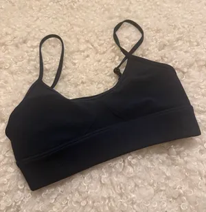 ALO Yoga Blue Ribbed Underband Strappy Sports Bra thumbnail 1