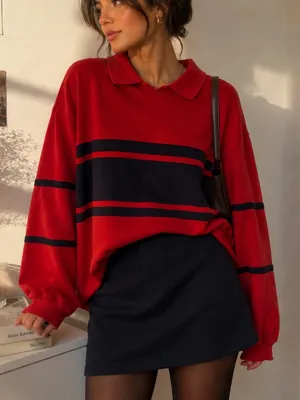 Pacer red striped sweatshirt size Size M thumbnail 1