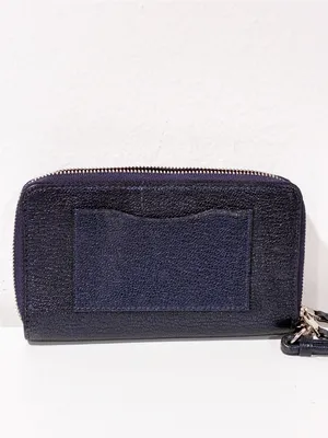 Coach Metallic Blue Accordion Zip Wallet Double Pocket Hangtag thumbnail 4