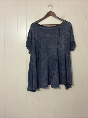 We The Free Free People Mineral Wash Oversized Tunic Tee Blue XS/S Boho thumbnail 4