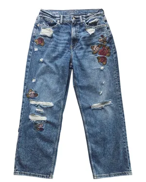 Arizona Jean Co Highest-Rise Vintage Straight Floral‎ Embroidered Jeans 11 thumbnail 1