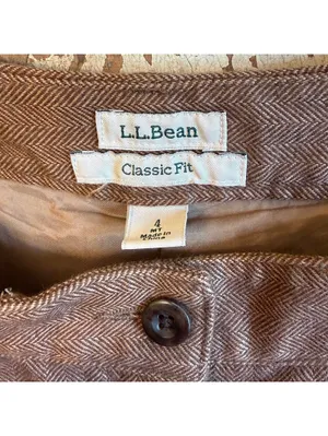L.L. Bean Brown Herringbone classic-fit straight-leg lined trousers womens 4 MT thumbnail 3