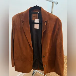 Mango Brown 100% Genuine Suede Leather Blazer Jacket – Women’s Size S– NWT thumbnail 3
