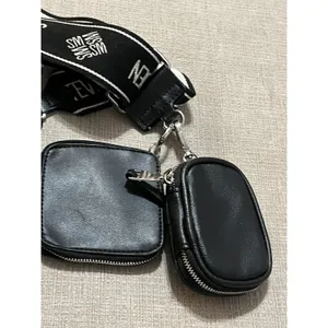 Steve Madden Crossbody Bag Womens Small Black Logo Strap Pouch Set Shoulder thumbnail 4