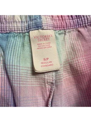 Victoria's Secret Plaid Pajama Lounge Pants Small Pink Blue Cotton Pockets thumbnail 3