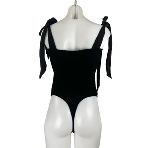 NEW Free People Intimately Lola Black Tie Shoulder Sleeveless Bodysuit Top Sz L thumbnail 4