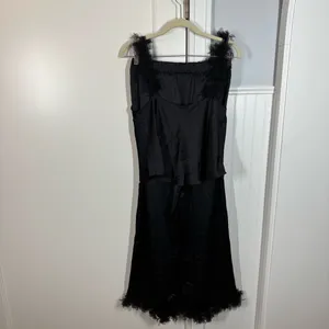 For Love‎ and Lemons small satin and tulle ruffle black pajamas tank long pants thumbnail 8