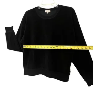 Brixton Sweater Womens Small Black Corduroy Crewneck Pullover Emo Goth Dark thumbnail 4