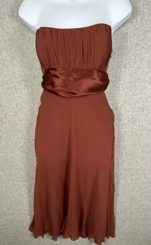 NWT Vintage 90s Y2K Nicole Miller Womens Dress Size 8 Silk Brown Prom‎ Cocktail thumbnail 1