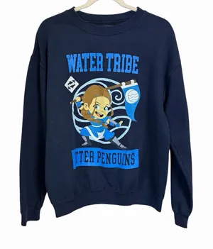 Avatar The Last Airbender Sz M Blue Water Tribe Otter Penguins Sweatshirt Top thumbnail 1