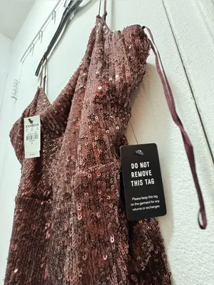 NWT Express Sequin Slip Ruched Dress in Chocolate Brown Size Medium thumbnail 5