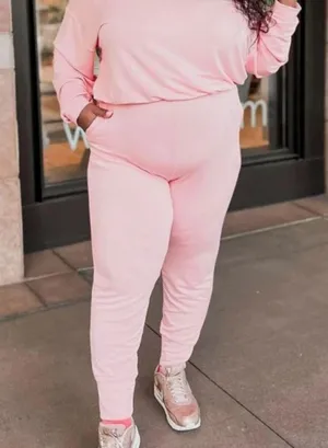 NWT Fabletics Luxe Terry Joggers- Pink Dust thumbnail 9