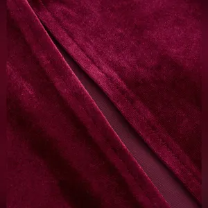 Burgundy Velvet Halter Bowknot Lace Up Maxi Dress: L/Size 8 thumbnail 5