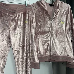 BCBGMAXAZRIA Pink Misted Grape Velour Tracksuit XL thumbnail 1