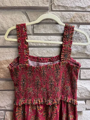 Farm Rio Smocked Jumpsuit in Rust Paisley Leopard Animal Print Size G small thumbnail 6