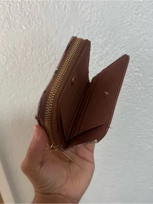 Floral Zip Card Wallet in Tan and Brown thumbnail 5