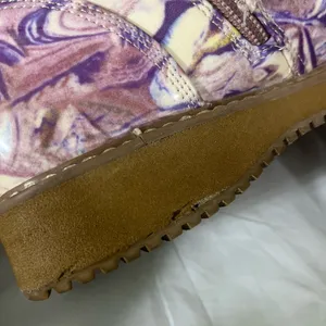 Steve Madden Joliviaa Marbled Combat Ankle Boot Women‎ 5 Purple Side Zipper Snow thumbnail 5