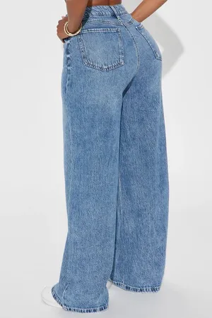 FashioNova Solange Baggy Wide Leg Jeans - Medium Wash thumbnail 3