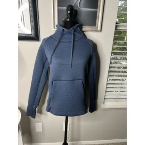 Athleta Sweatshirt Jacquard Elevation Blue Textured Mock Neck Pullover Sz. S thumbnail 9