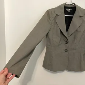 ANN TAYLOR Factory Tan / Brown Black Houndstooth Two Button Work Blazer Jacket 4 thumbnail 8