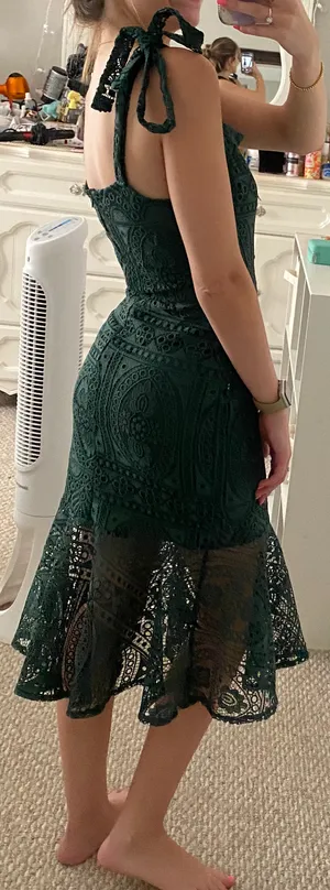 These Three Boutique Shoulder Tie Lace Midi Dress thumbnail 4