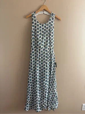 Lulus Flirty Fave Ivory Floral Print Tie-Back Midi Dress Size Small Sleeveless thumbnail 4