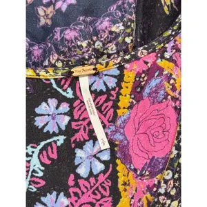 Free People Womens Dress Purple Marais High Low Floral V Neck Flowy Boho Small thumbnail 4