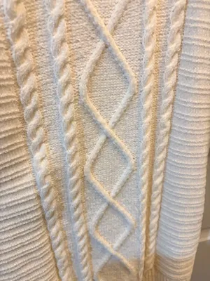 Allison Brittney Petite Ivory Cable Knit Chenille Sweater Dress Cozy Winter M thumbnail 5