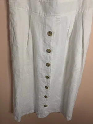 GAP White Sleeveless V-Neck Midi Dress with Front Button Placket thumbnail 4